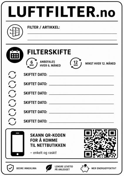 Filterskifte-etikett Bolig