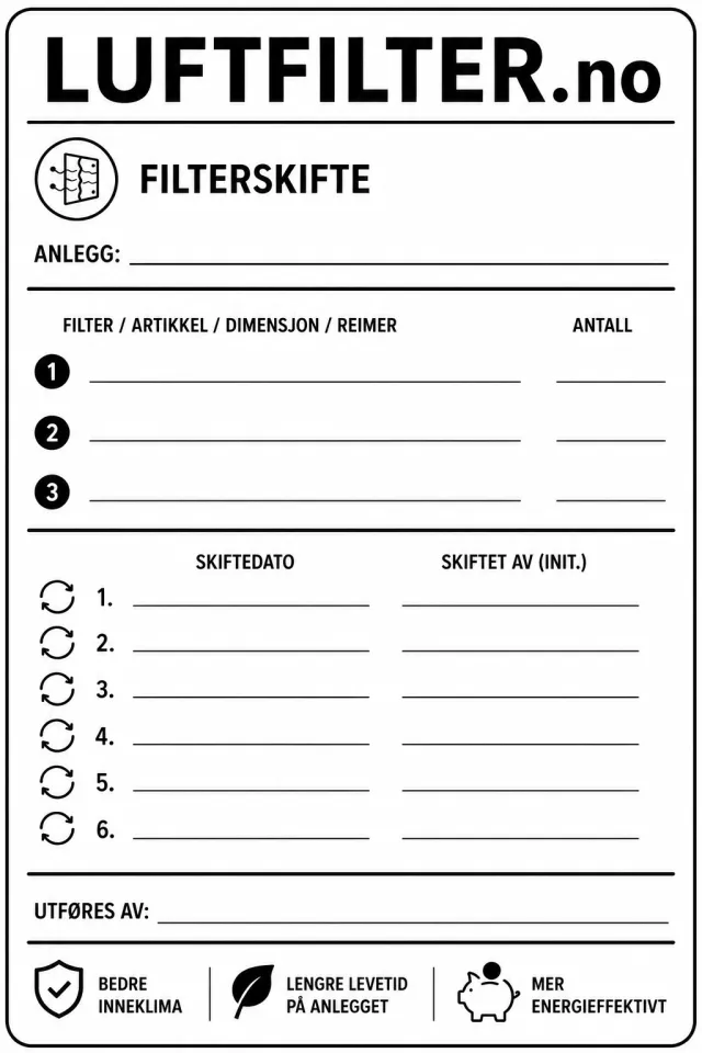 Filterskifte-etikett Næring
